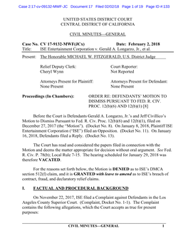 United States District Court Central District of California