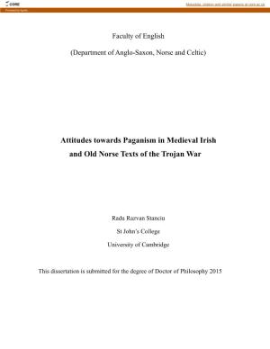 Attitudes Towards Paganism in Medieval Irish and Old Norse Texts of the Trojan War