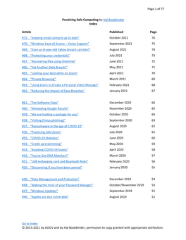 Practicing Safe Computing by Hal Bookbinder Index