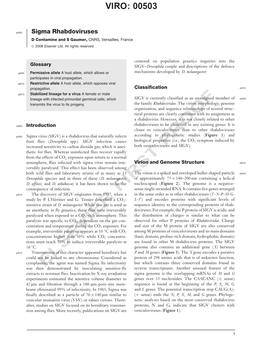 Sigma Rhabdoviruses D Contamine and S Gaumer, CNRS, Versailles, France Ã 2008 Elsevier Ltd