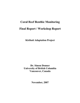 Coral Reef Benthic Monitoring Final Report / Workshop Report
