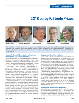 2018 Leroy P. Steele Prizes