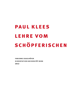 Paul Klees Lehre Vom Schöpferischen