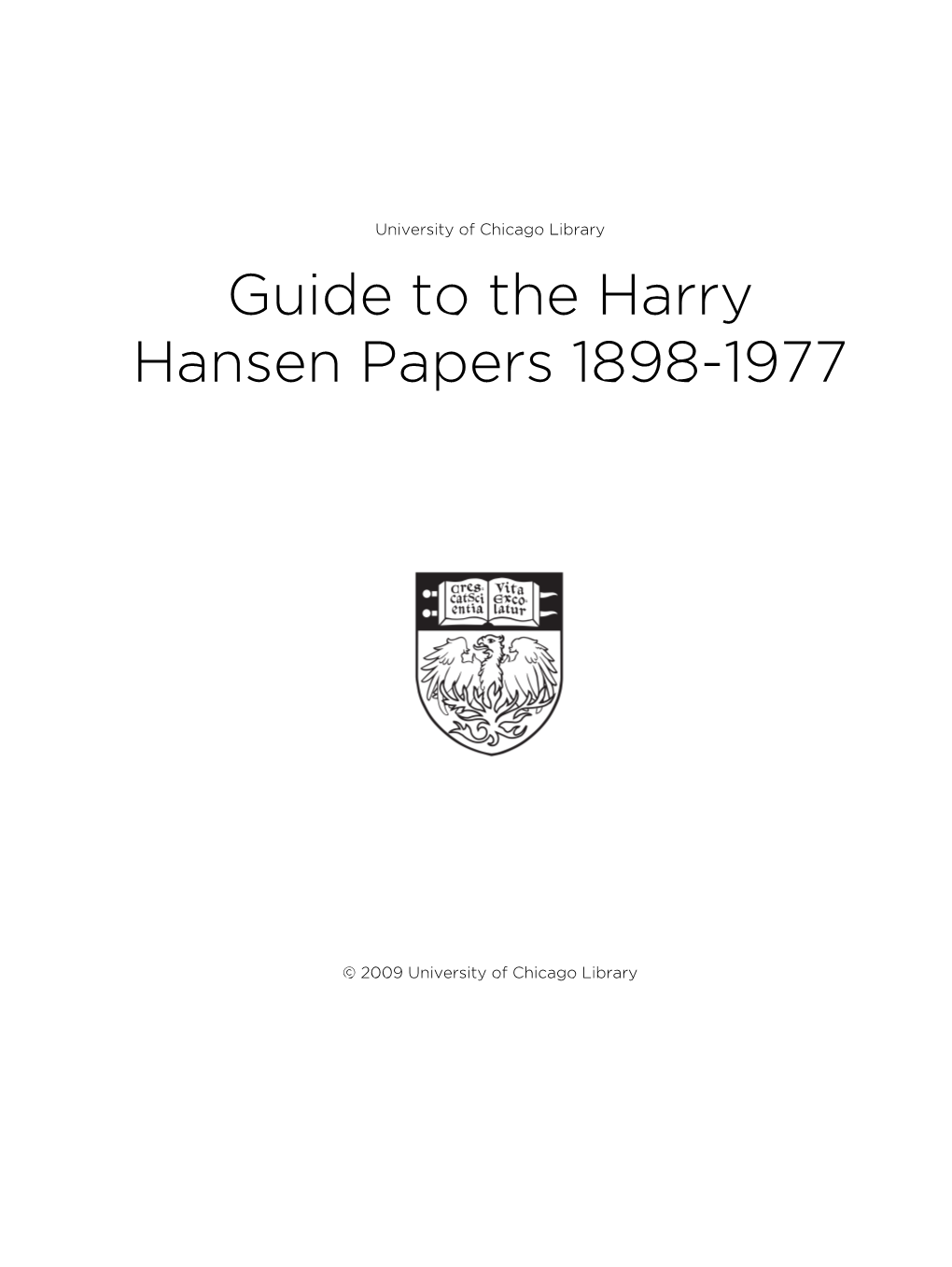 Guide to the Harry Hansen Papers 1898-1977