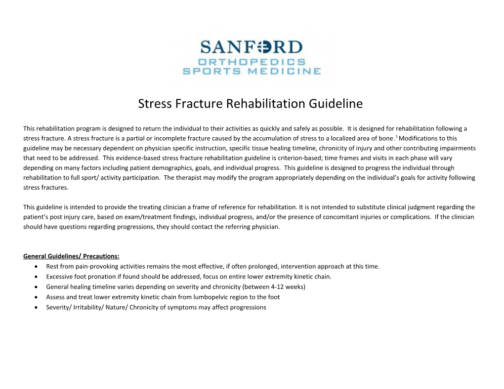 Stress Fracture Rehabilitation Guideline