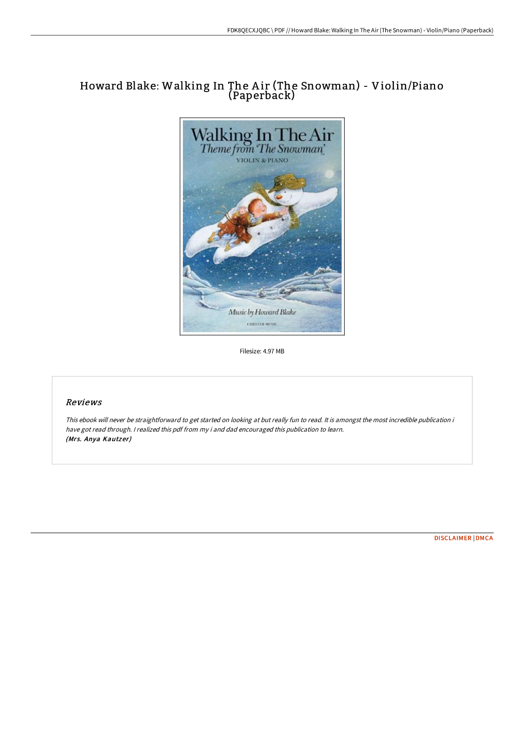 Read PDF « Howard Blake: Walking in the Air (The Snowman)