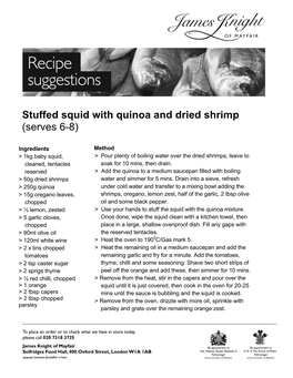 Stuffed Squid with Quinoa and Dried Shrimp (Serves 6-8)