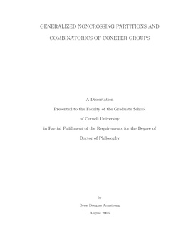 Generalized Noncrossing Partitions and Combinatorics of Coxeter Groups