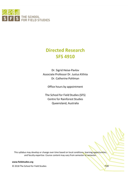 Directed Research SFS 4910