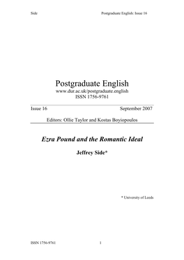 Postgraduate English: Issue 16