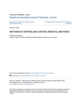 Methods of Controlling Coyotes, Bobcats, and Foxes