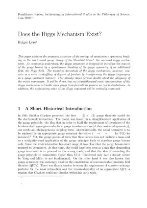 Does the Higgs Mechanism Exist?