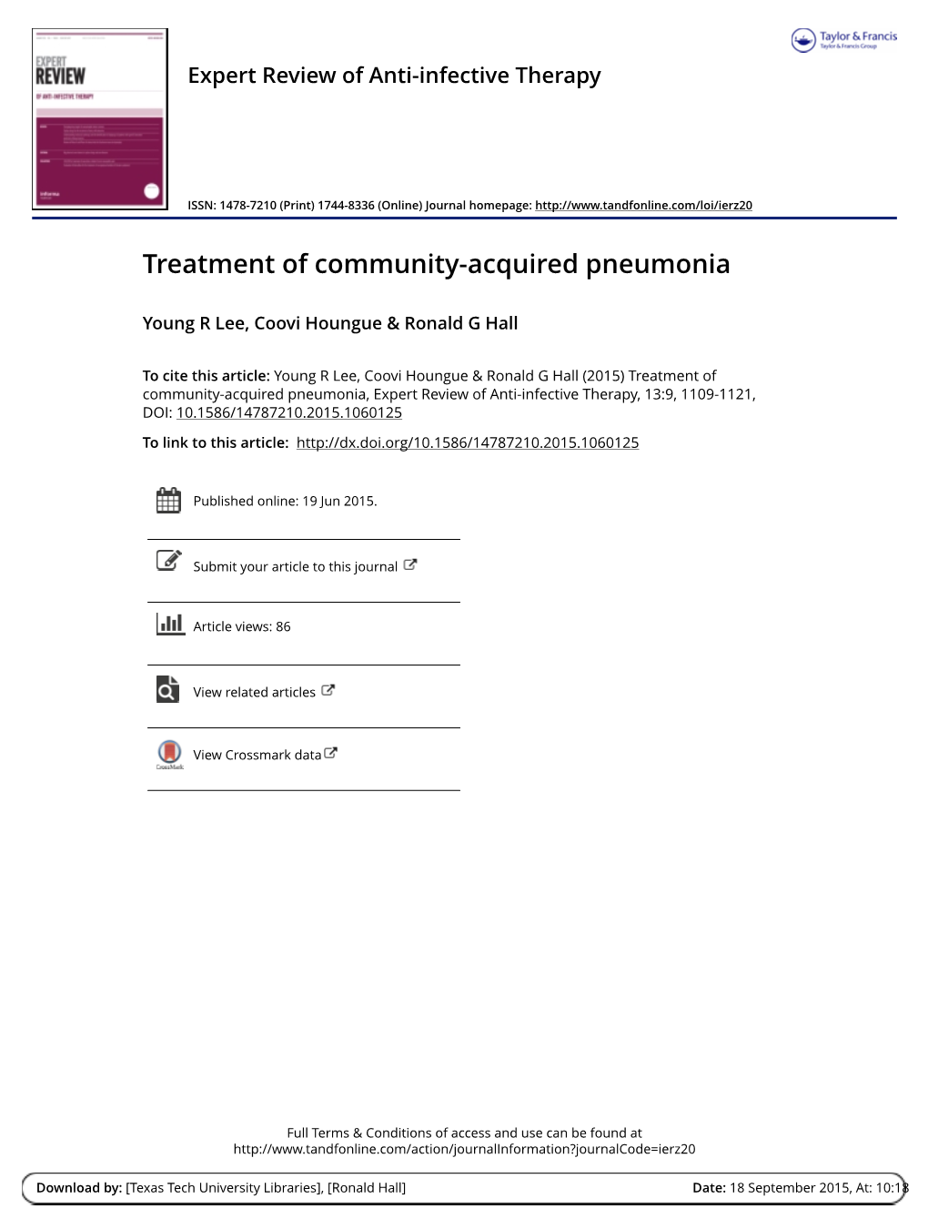 Treatment of Community-Acquired Pneumonia