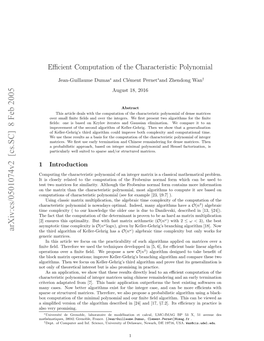 Efficient Computation of the Characteristic Polynomial