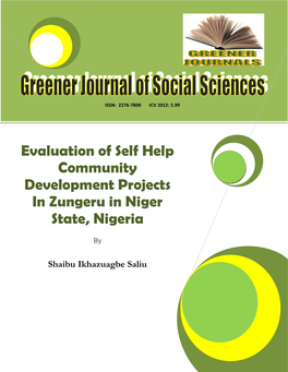 Evaluation of Self Help Community Development Projects in Zungeru in Niger State, Nigeria