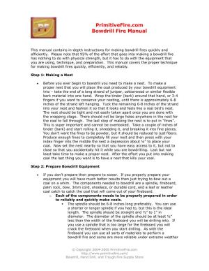 Primitivefire.Com Bowdrill Fire Manual