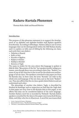 Kadaru-Kurtala Phonemes 215