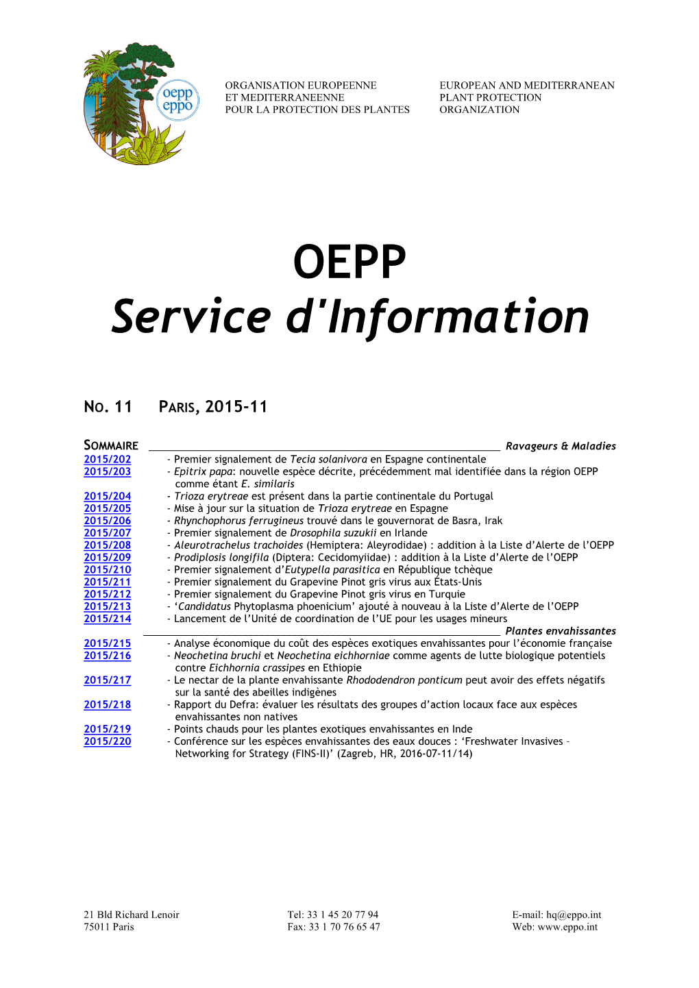 EPPO Reporting Service