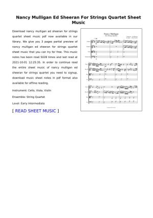 Nancy Mulligan Ed Sheeran for Strings Quartet Sheet Music