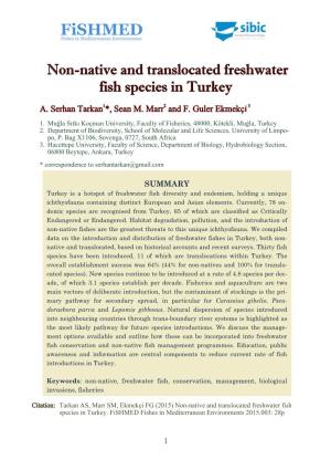 Non-Native and Translocated Freshwater Fish Species in Turkey