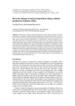 Diversity Change of Soil-Growing Lichens Along a Climate Gradient in Southern Africa