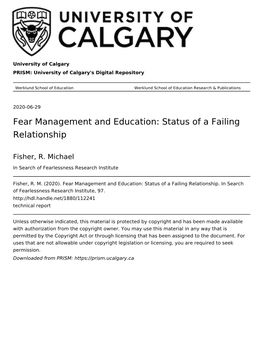 Fear Management and Education: Status of a Failing Relationship