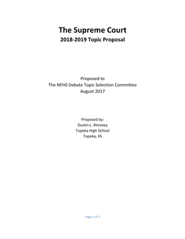 The Supreme Court 2018‐2019 Topic Proposal