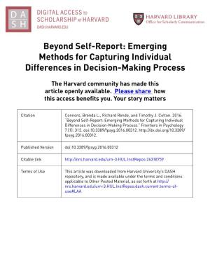 Emerging Methods for Capturing Individual Differences in Decision-Making Process