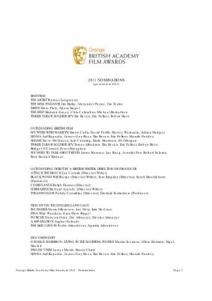 2011 NOMINATIONS (Presented in 2012)