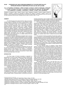 Hydrogeology and Hydrogeochemistry of the Red River Valley/Interlake