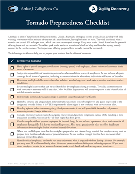 Tornado Preparedness Checklist