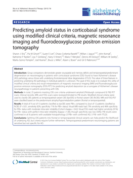 Predicting Amyloid Status in Corticobasal Syndrome Using