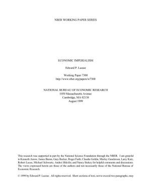 NBER WORKING PAPER SERIES ECONOMIC IMPERIALISM Edward