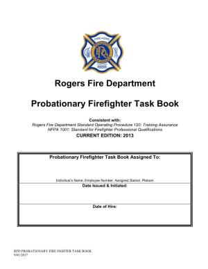 Rogers Fire Department Probationary Firefighter Task Book