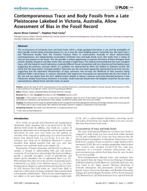 Contemporaneous Trace and Body Fossils from a Late Pleistocene Lakebed in Victoria, Australia, Allow Assessment of Bias in the Fossil Record