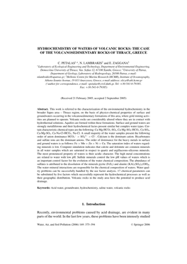 Hydrochemistry of Waters of Volcanic Rocks: the Case of the Volcanosedimentary Rocks of Thrace, Greece