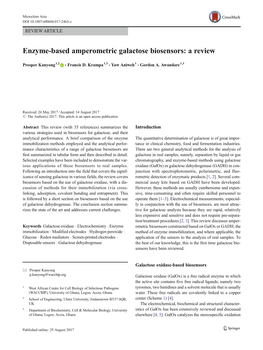 Enzyme-Based Amperometric Galactose Biosensors: a Review