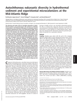 Autochthonous Eukaryotic Diversity in Hydrothermal Sediment and Experimental Microcolonizers at the Mid-Atlantic Ridge