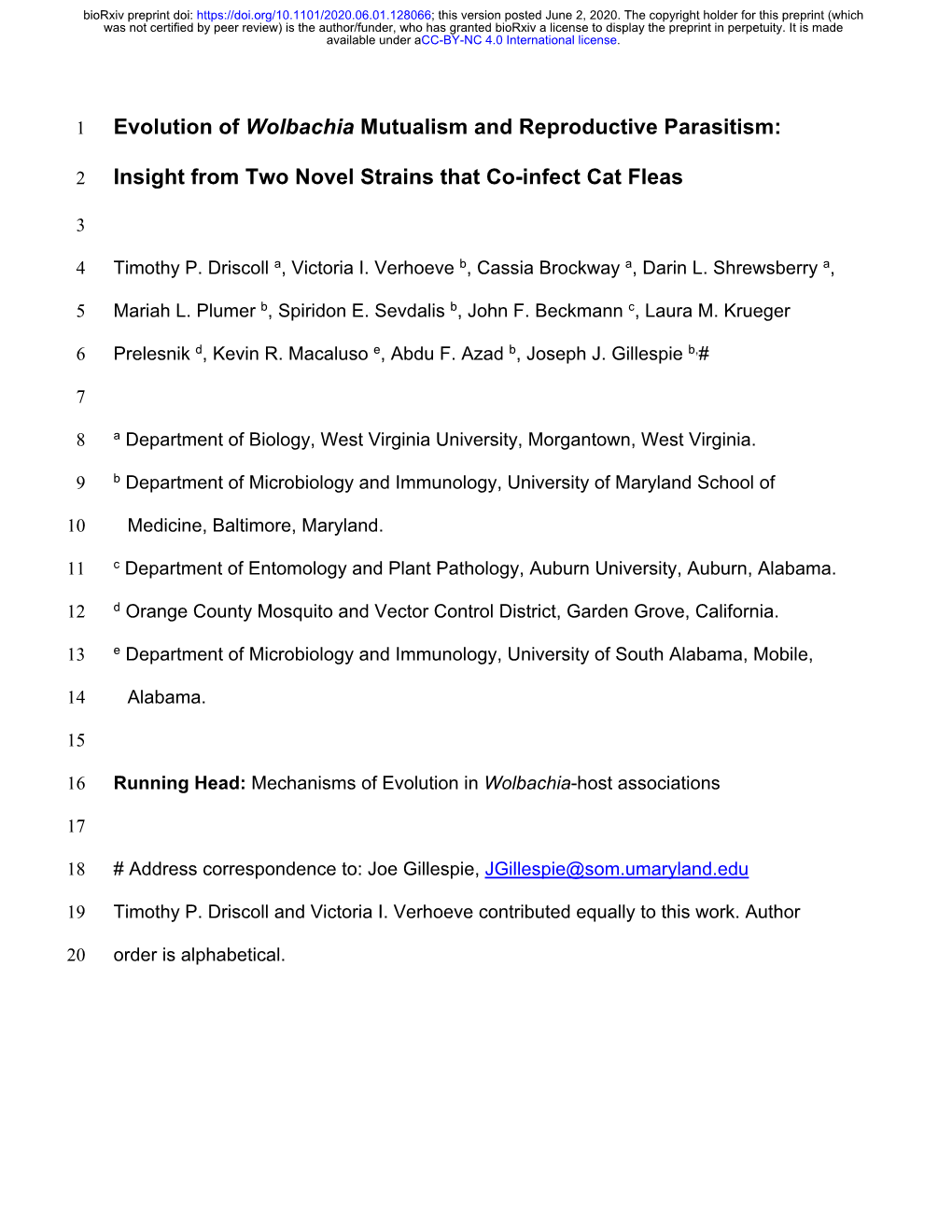 Insight from Two Novel Strains That Co-Infect Cat Fleas