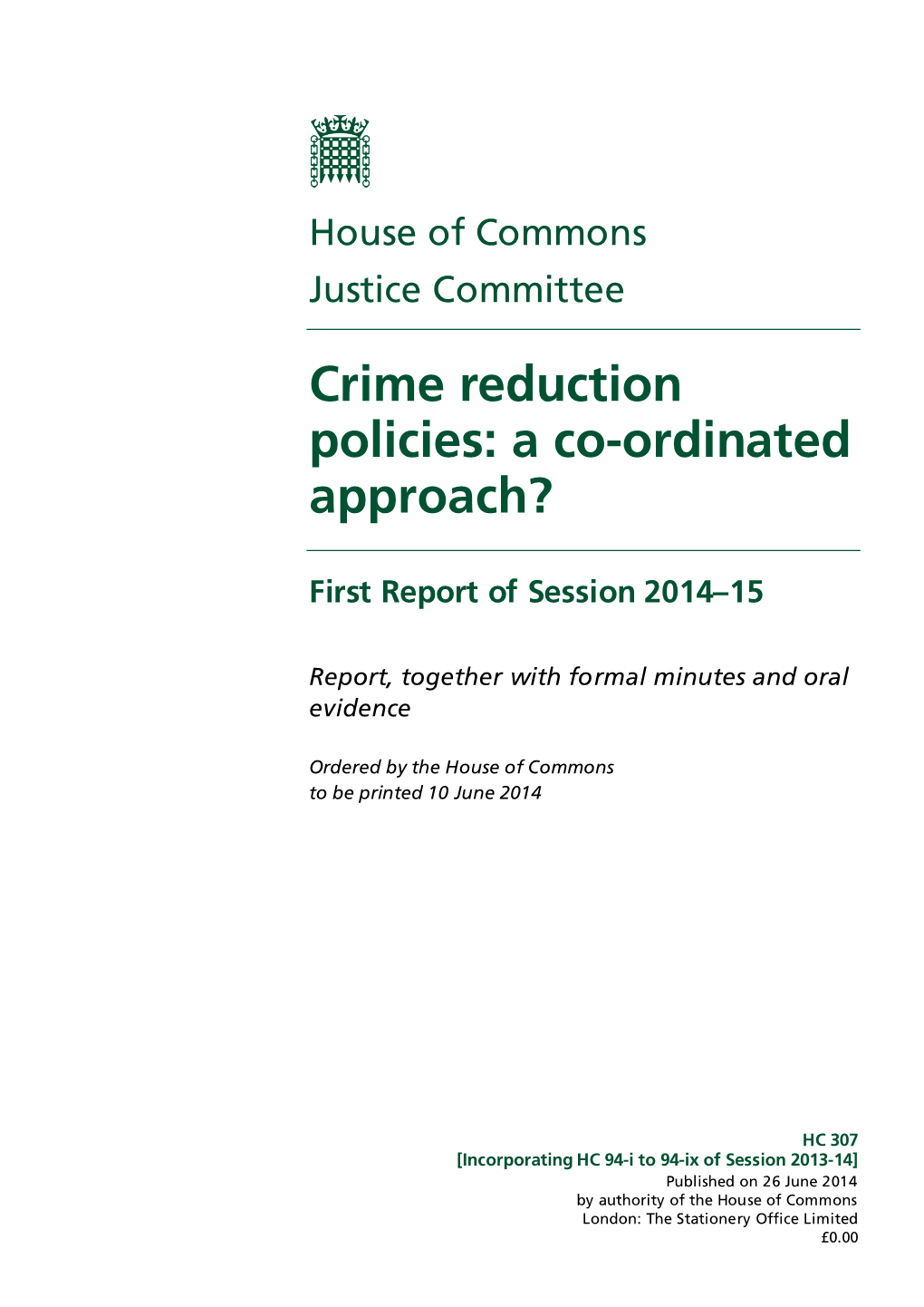 Crime Reduction Policies: a Co-Ordinated Approach?