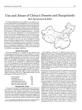 Use and Abuse of China's Deserts and Rangelands Bill E