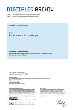 About Economic Knowledge