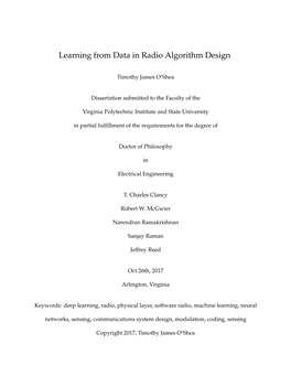 Learning from Data in Radio Algorithm Design