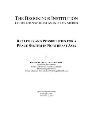 Realities and Possibilities for a Peace System in Northeast Asia