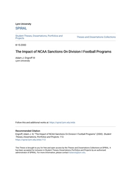The Impact of NCAA Sanctions on Division I Football Programs