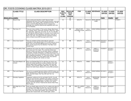 Dr. Foo's Cooking Class Matrix 2010-2011