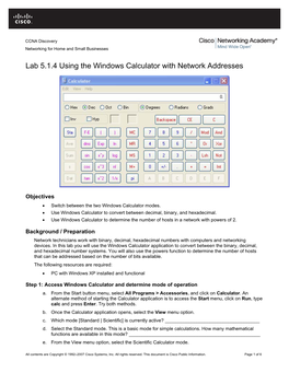 Lab 5.1.4 Using the Windows Calculator with Network Addresses