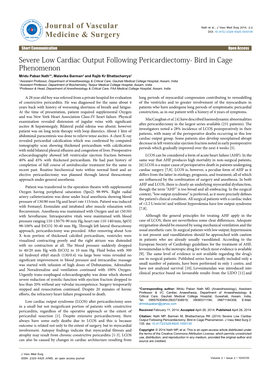 Severe Low Cardiac Output Following Pericardiectomy- Bird in Cage Phenomenon