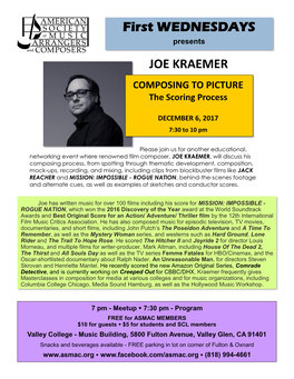 First WEDNESDAYS JOE KRAEMER