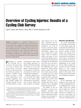 Overview of Cycling Injuries: Results of a Cycling Club Survey